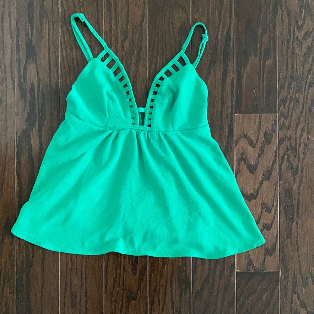 Charlotte Russe XS green babydoll Top